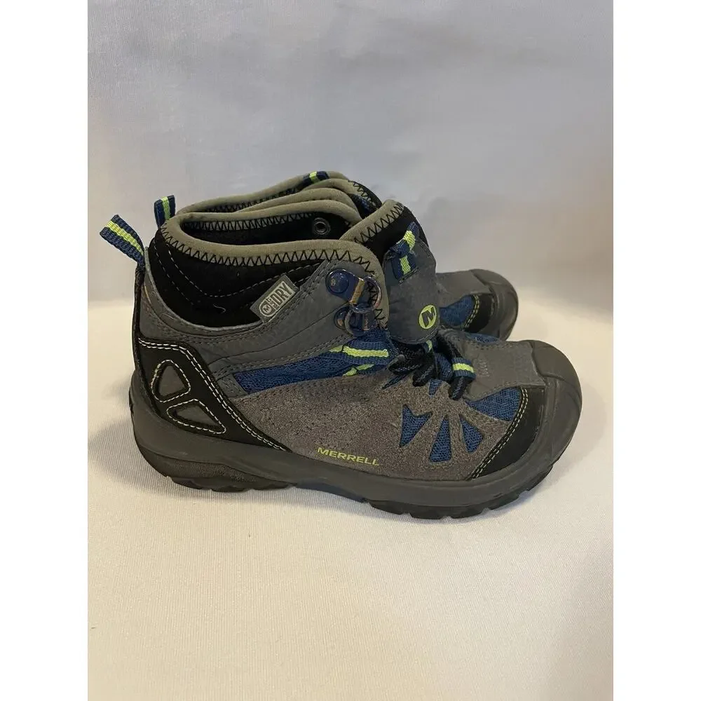 Merrell Youth Capra Mid Waterproof Hiking Boots 11.5M Blue Grey Trail 61633